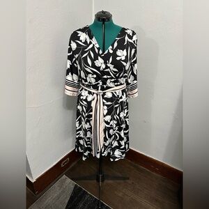 Bobeau Black and White Floral Dress